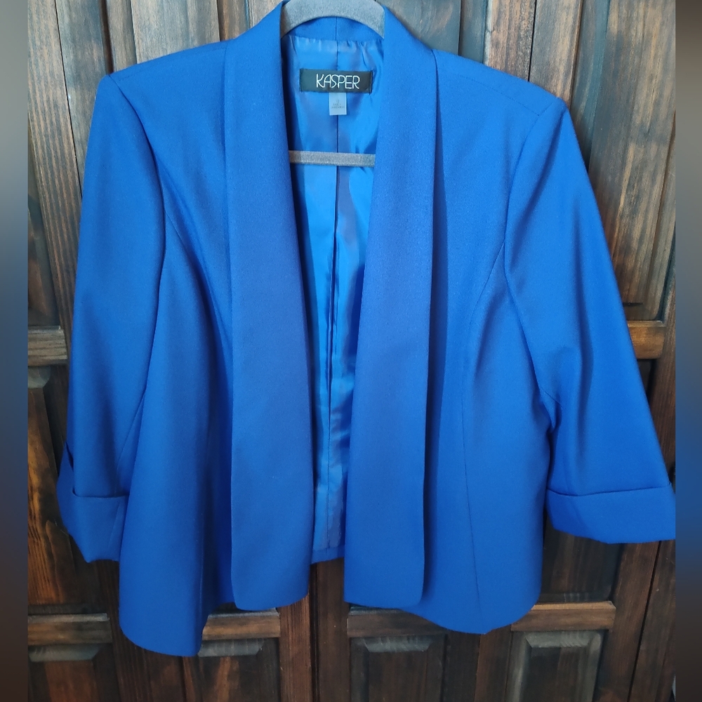 Kasper Shawl Collar Women's Blue Jacket Size 12
